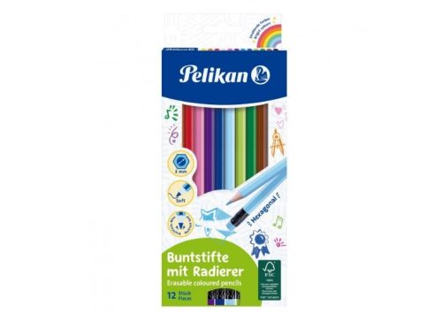 Pelikan radírozható színesceruza, 12 szín 