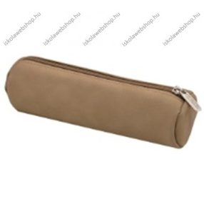   Herlitz bedobós bőr henger tolltartó, Egérszín/Szürkésbarna (6x20x6 cm) 