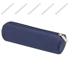 Herlitz bedobós bőr henger tolltartó, Kék (6x20x6 cm) 