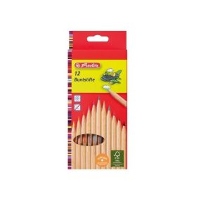 Herlitz színesceruza/12 szín, hatszögletű, naturfa 