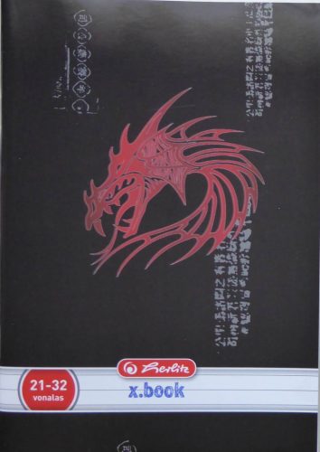 Állatos - Fishbone Dragon Deluxe füzet, A4/87-32, kockás - Herlitz