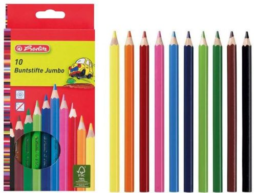 Herlitz JUMBO színesceruza, vastag, lakkozott, hatszögletű (10 szín) 