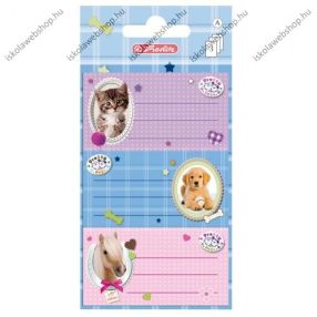 Pretty Pets iskolai etikett/füzetcimke, 9 db - Herlitz
