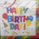 Szalvéta, Happy Birthday, 3 rétegű, 33x33 cm, 1 db 