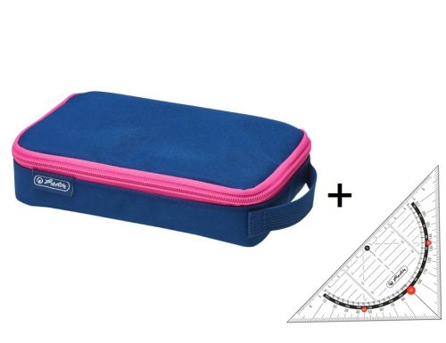  Herlitz többszintes tolltartó + vonalzó szett, Navy/pink