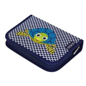   Herlitz kihajtható tolltartó, Cute Animals - Teknős, 2 klapnis (31 részes töltött)