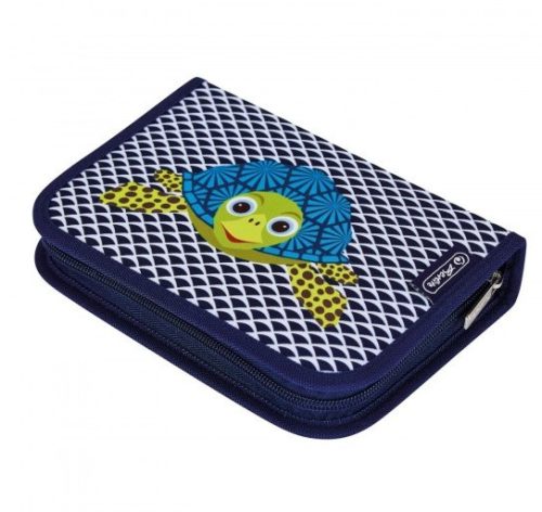 Herlitz kihajtható tolltartó, Cute Animals - Teknős, 2 klapnis (31 részes töltött)