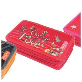 Herlitz 2 emeletes tolltartó, Vintage Love/Szives (üres)