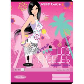 Miss Chick kockás füzet, Pink, A/4