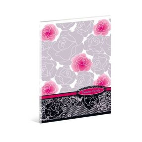 Virág - Pink rózsás kockás füzet, A4