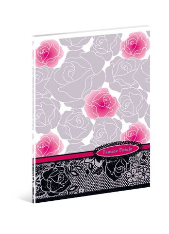 Virág - Pink rózsás kockás füzet, A4