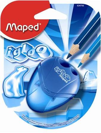MAPED "I-Gloo" kétlyukú tartályos hegyező/faragó/faragó, kék vagy zöld