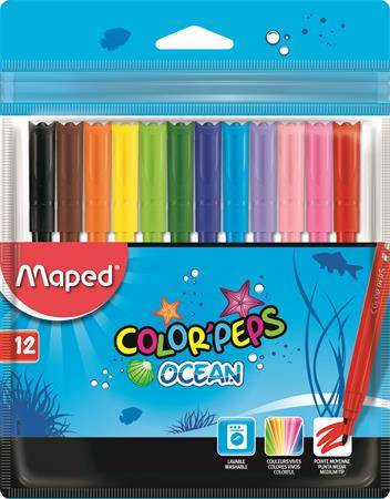 MAPED "Color'Peps Ocean" kimosható filctoll készlet, 12 szín