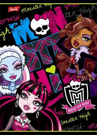 Hercegnős Monster High  Fekete 1. osztályos vonalas füzet (A5/14-32)