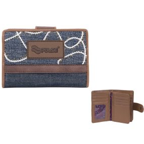 PULSE Jeans Glossy kék-barna pénztárca