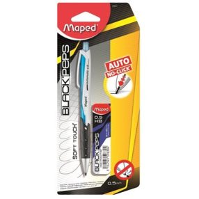   MAPED "Black Peps" Nyomósirón/Töltőceruza ajándék grafitbéllel és pótradírral, KÉK (0,5 mm)