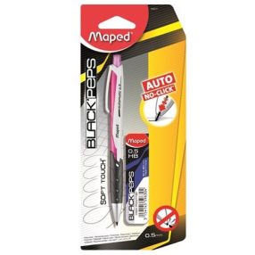   MAPED "Black Peps" Nyomósirón/Töltőceruza ajándék grafitbéllel és pótradírral, PINK (0,5 mm)