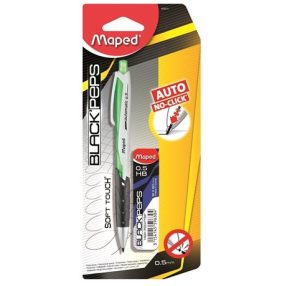   MAPED "Black Peps" Nyomósirón/Töltőceruza ajándék grafitbéllel és pótradírral, Neon (0,5 mm)