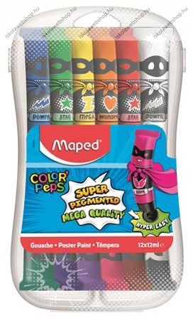 Tempera készlet, 12 szín (12x12 ml) műanyag dobozban - MAPED 