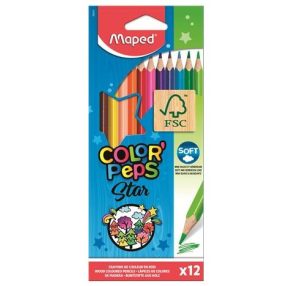   MAPED Color'Peps Star háromszögletű színesceruza készlet, 12 szín 