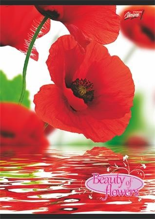 Virág - Flowers A4 kockás füzet, Piros virág