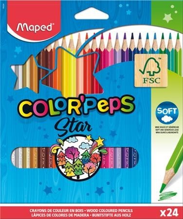 MAPED  "Color'Peps" háromszögletű színesceruza készlet, 24 szín 