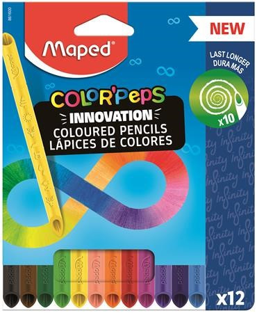 MAPED Color'Peps INFINITY színesceruza készlet, háromszögletű, 12 szín 