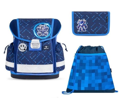 BELMIL Classy Iskolatáska szett, Navy Blue Tech/Kék robot