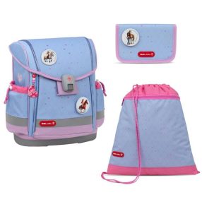   BELMIL Classy Plus mágneszáras iskolatáska szett, Lavander/Lovas