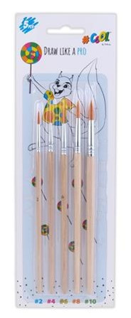 Ecsetkészlet, natúr fanyelű, 5 db-os (2-4-6-8-10) - COOL by VICTORIA