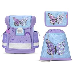   BELMIL Classy Iskolatáska szett, Purple Blue Butterfly/Pillangós