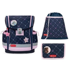   BELMIL Classy Plus mágneszáras iskolatáska szett, Midnight Gallop/Lovas