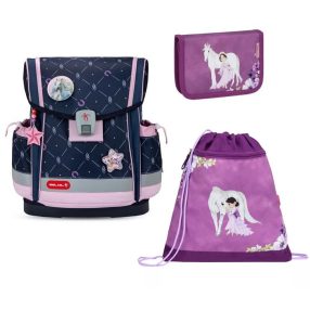   BELMIL Classy Plus mágneszáras iskolatáska szett, Midnight Gallop/Lovas