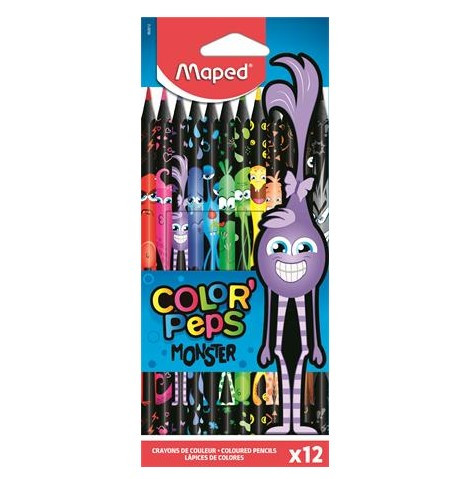 MAPED  "Color'Peps Monster" háromszögletű színesceruza készlet, 12 szín 