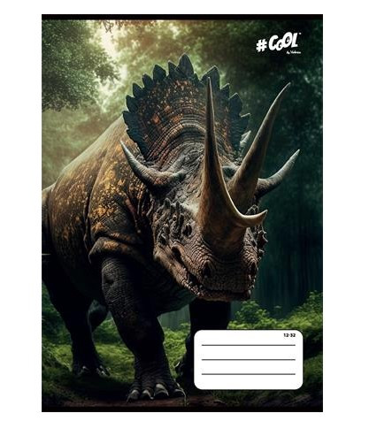 Állatos COOL BY VICTORIA Dinó Triceratops 3. osztályos vonalas füzet (A5/14-32)