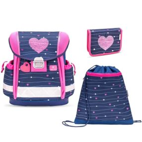   Belmil Classy iskolatáska szett, Simple Hearts/Rózsaszín szív