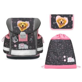   Belmil Classy iskolatáska szett, Starry Paws/Kutya, golden retriever