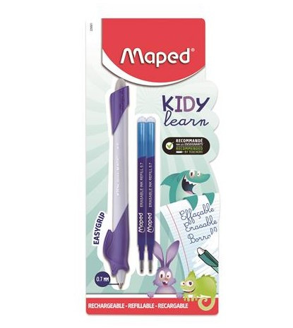 MAPED Írástanuló rollertoll + 2 db utántöltő betét (0,7 mm) radírozható, lila - nyuszi