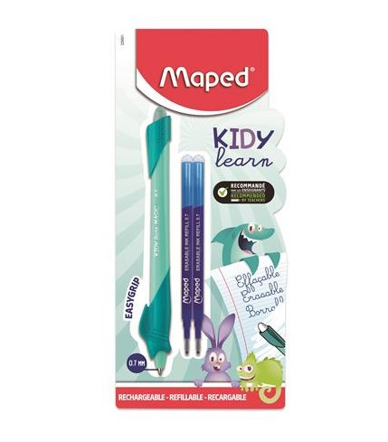MAPED Írástanuló rollertoll + 2 db utántöltő betét (0,7 mm) radírozható, türkiz