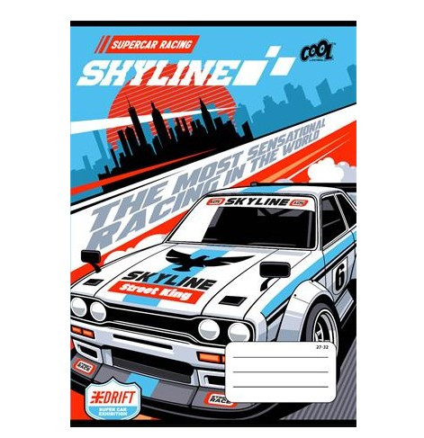 Autós - Race Cars, Fehér autós kockás füzet, A5/27-32