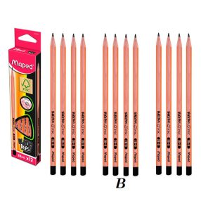 MAPED háromszögletű grafitceruza, B (12 db)  - barna