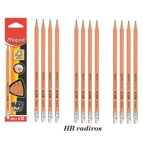   MAPED háromszögletű grafitceruza, HB radírvéggel (12 db)  - barna