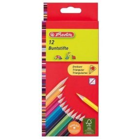   Herlitz színesceruza/12 szín, Trio, háromszögletű, lakkozott hársfa