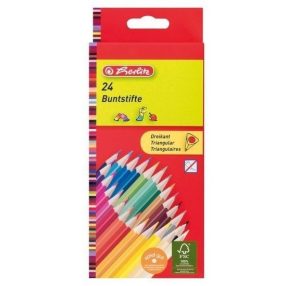   Herlitz színesceruza/24 szín, Trio, háromszögletű, lakkozott hársfa