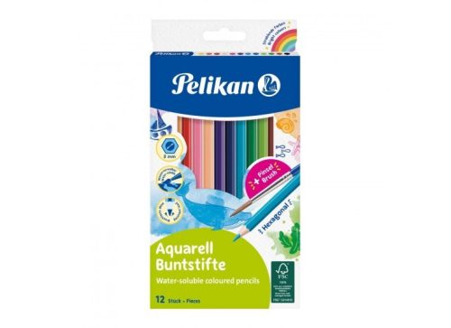 Pelikan Akvarell színesceruza ecsettel, 12 szín