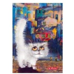   City - Crazy Cats Fehér cica kockás füzet, (A5/60) FÓLIÁS fedlappal!