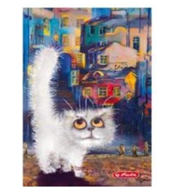 City - Crazy Cats Fehér cica kockás füzet, (A5/60) FÓLIÁS fedlappal!
