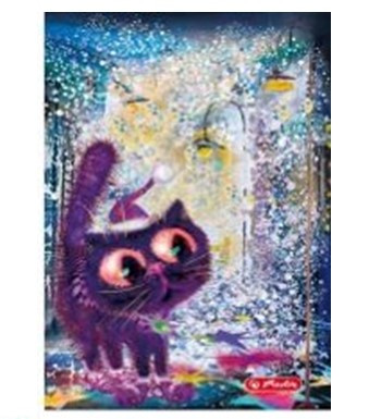 City - Crazy Cats Lila cica kockás füzet, (A5/60) FÓLIÁS fedlappal!