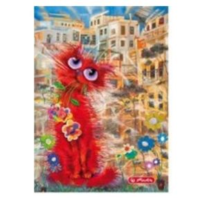   City - Crazy Cats Piros cica kockás füzet, (A5/60) FÓLIÁS fedlappal!