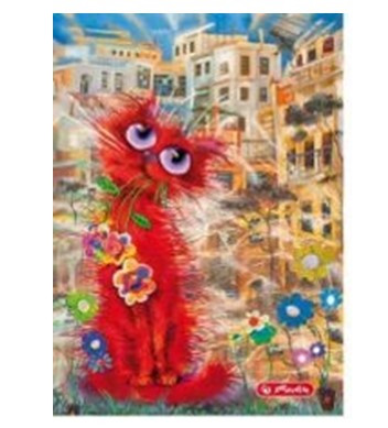 City - Crazy Cats Piros cica kockás füzet, (A5/60) FÓLIÁS fedlappal!